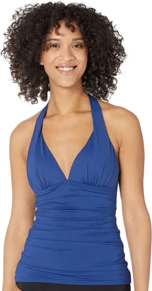 Купальный топ LAUREN Ralph Lauren Beach Club Solid Halter Tankini Top, цвет Sapphire
