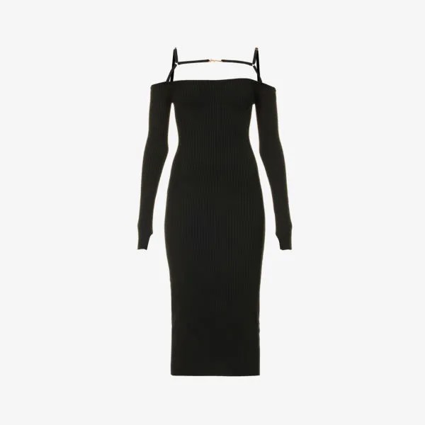 Трикотажное платье миди с квадратным вырезом La Robe Sierra Jacquemus, черный