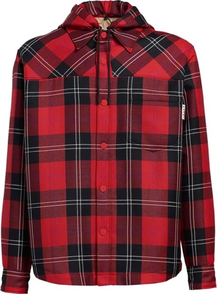 Рубашка Marni Plaid Overshirt 'Lacquer', красный