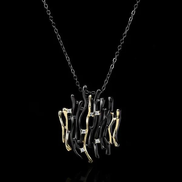 Творческие нерегулярные ожерелья для женщин Роскошь Два тона Полый Кулон Ожерелье Свитер Цепи Чокер Италия Ювелирные изделия