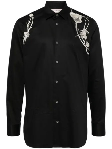 Alexander McQueen тисненая рубашка с упряжью, черный