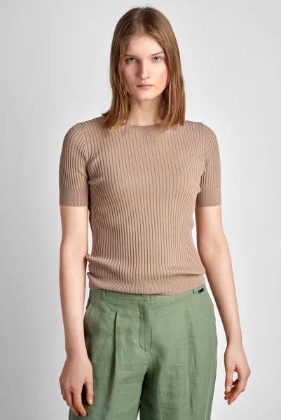 Джемпер с коротким рукавом из фактурного трикотажа VASSA&Co