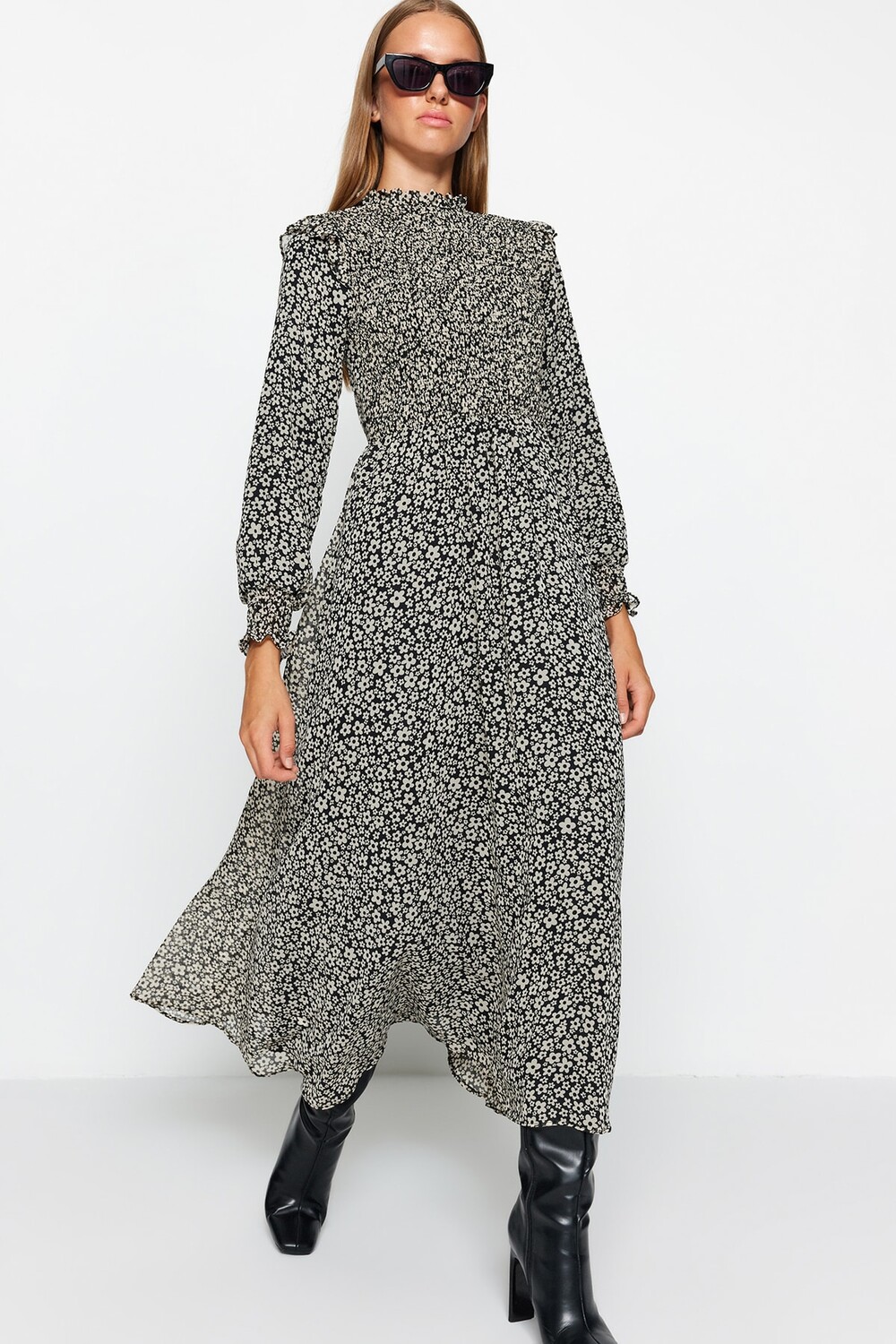 Платье - Черное - Платье-сарафан Trendyol Modest, черный
