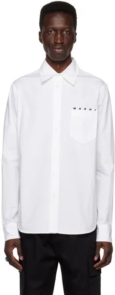 Белая рубашка с накладными карманами Marni