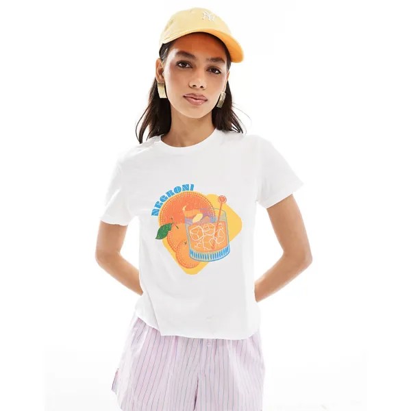 Футболка Asos Design With Negroni Drink Graphic, белый