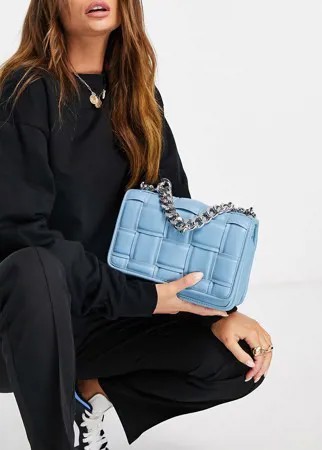 Голубая сумка через плечо с плетеным дизайном и цепочкой Steve Madden Bmatterd-Голубой