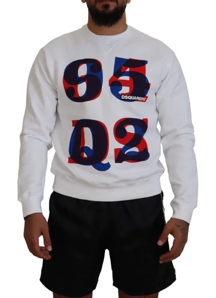 DSQUARED2 Свитер Белый пуловер с длинными рукавами с принтом IT48/US38/M Рекомендуемая розничная цена 540 долларов США