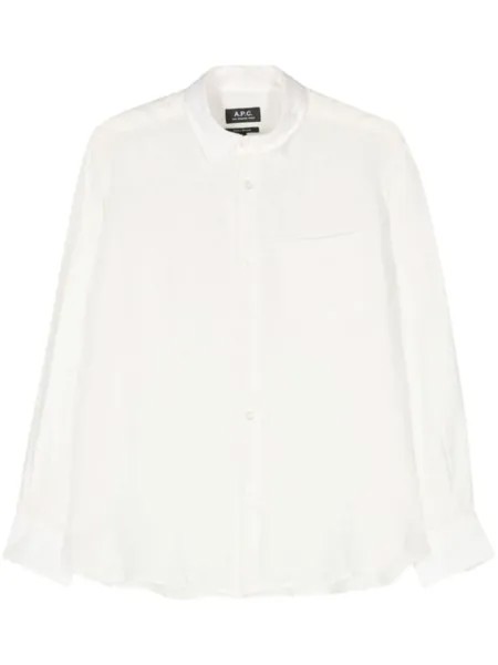 A.P.C. льняная рубашка с классическим воротником, нейтральный цвет