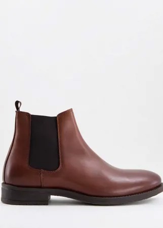 Коричневые кожаные ботинки челси Jack & Jones-Коричневый цвет