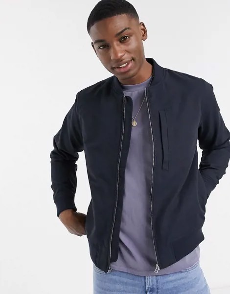 Темно-синий бомбер Topman