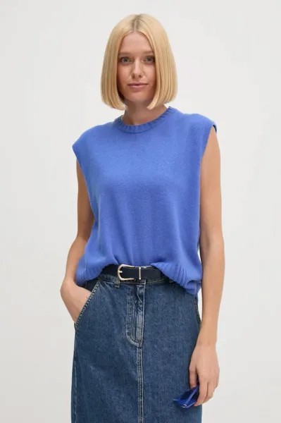 Жилет из смесовой шерсти United Colors of Benetton, синий