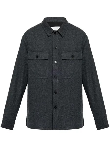 Jil Sander рубашка из натуральной шерсти, серый