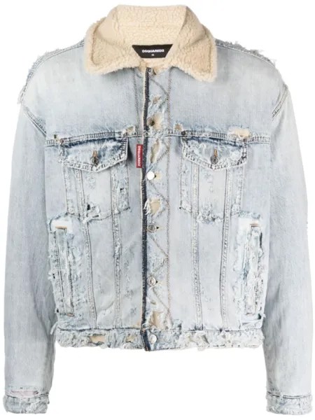 Dsquared2 джинсовая куртка с эффектом потертости, синий