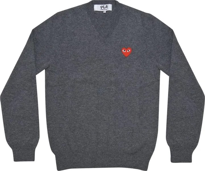 Свитер Comme des Garçons PLAY Heart Patch V Neck Sweater 'Grey', серый