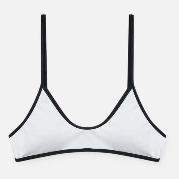 Лиф Pull&Bear Bikini With Contrast Trims, белый/черный