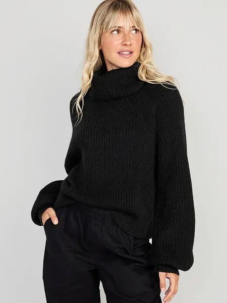 Укороченная водолазка с воротником-шейкером Old Navy Black, размер 4X