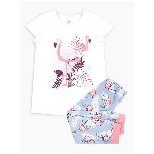 Пижама Веселый Малыш размер 104, белый/серый/розовый