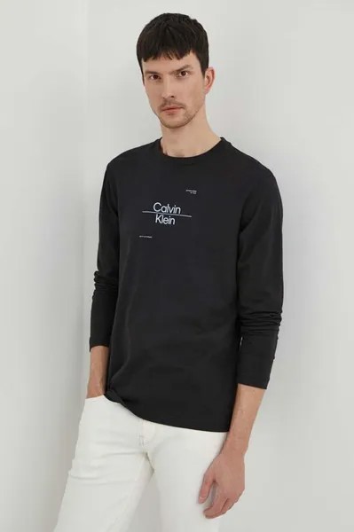 Лонгслив из хлопка Calvin Klein, черный
