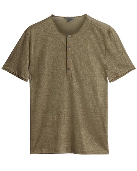 Льняная футболка стандартного кроя John Varvatos Bleecker, зеленый
