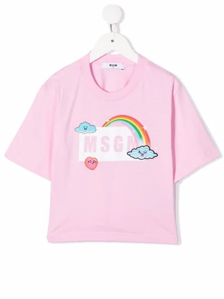MSGM Kids футболка с принтом Moody Rainbow
