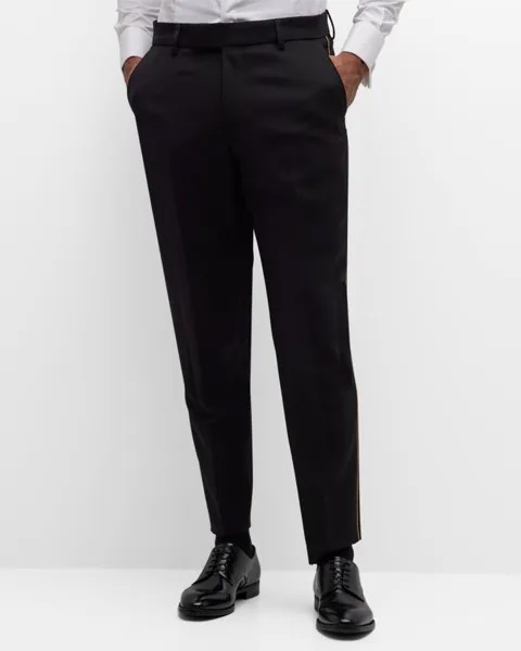 Мужские однотонные брюки-смокинги из смесовой шерсти BOSS