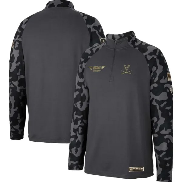 Мужская темно-серая куртка Virginia Cavaliers Long Range с молнией до четверти реглан Colosseum