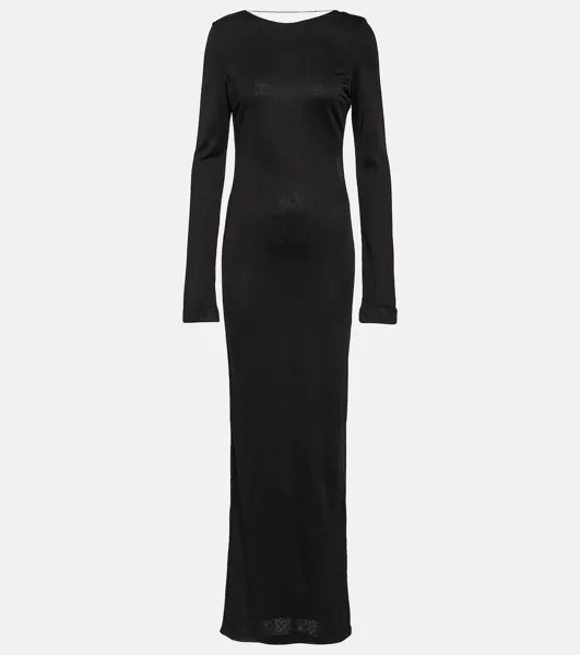 Платье макси из джерси Saint Laurent, черный