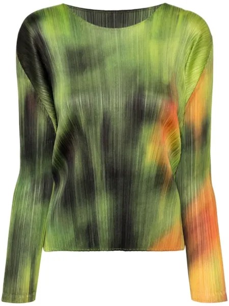 Pleats Please Issey Miyake плиссированный топ Turnip & Spinach, зеленый