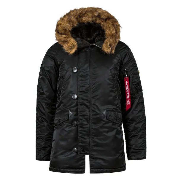 Куртка аляска Alpha Industries Slim Fit N-3B Parka, черная 4XL