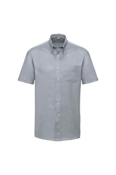 Легкая в уходе оксфордская рубашка с короткими рукавами Collection Collection Russell, серебро