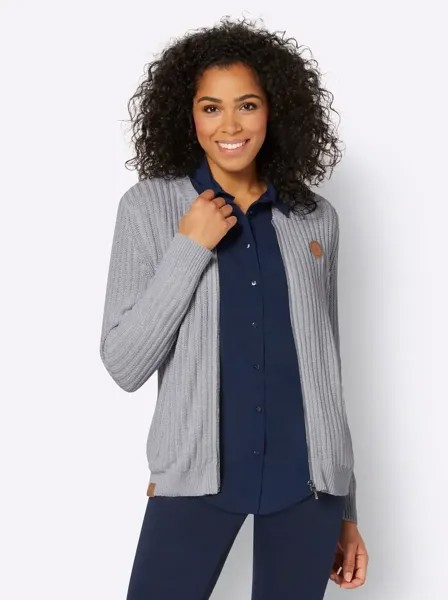 Кардиган в стиле casual Casual Looks, цвет Steingrau-Weiß-Meliert