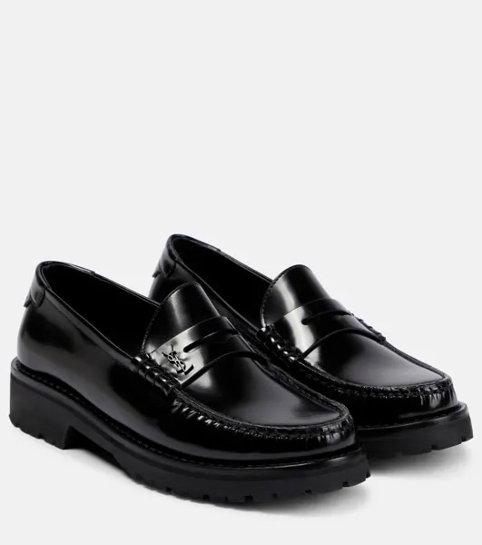 Кожаные мокасины Le Loafer Saint Laurent, черный