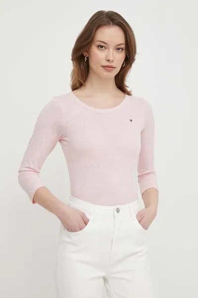 Лонгслив из хлопка Tommy Hilfiger, розовый
