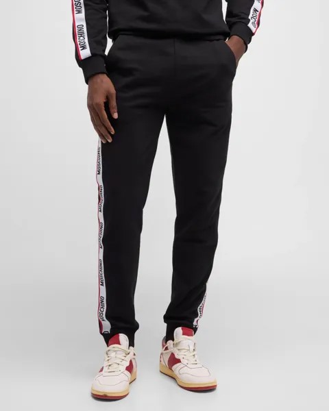 Мужские спортивные штаны с тесьмой по бокам Moschino, цвет Black