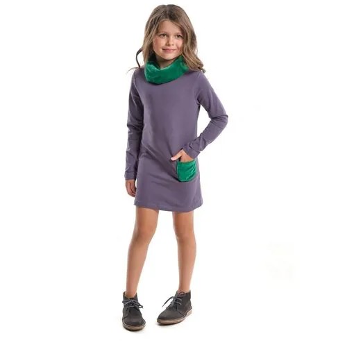 Платье Mini Maxi, хлопок, трикотаж, однотонное, размер 122, серый