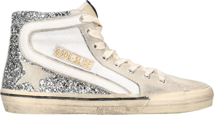 Кроссовки Golden Goose Wmns Slide Sneaker 'Silver White Marble', серебряный
