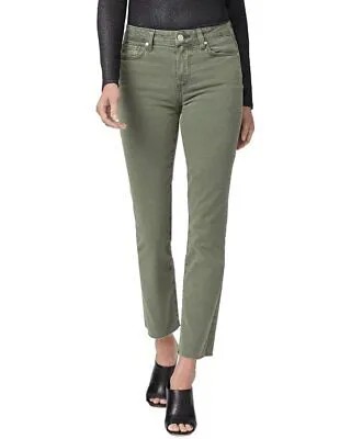 Джинсы Paige Denim Cindy Vintage с начесом оливкового цвета, прямые женские джинсы до щиколотки с высокой посадкой