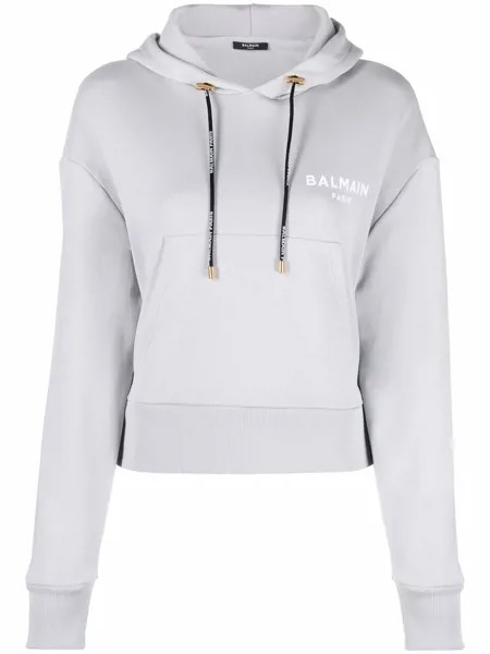 Balmain укороченное худи с логотипом