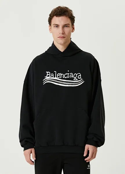 Черный свитшот с капюшоном Balenciaga