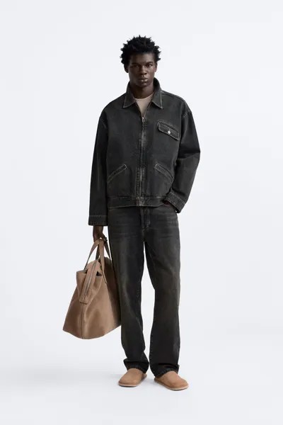 Прямые джинсы ZARA, черный