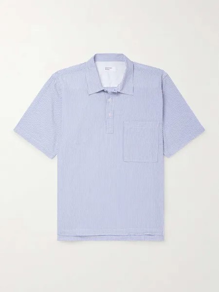 Полосатая рубашка из хлопка сирсакер с половинной планкой UNIVERSAL WORKS, синий