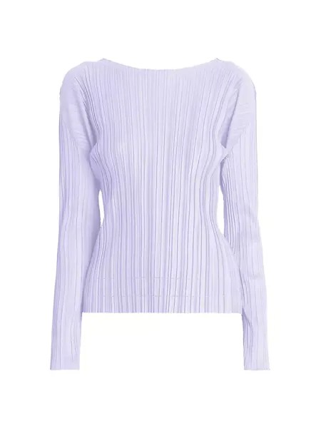 Плиссированный топ с длинными рукавами Pleats Please Issey Miyake, фиолетовый