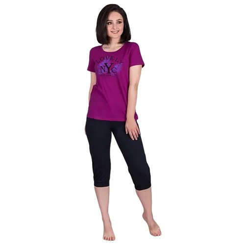 Комплект Ш'аrliзе, футболка, бриджи, короткий рукав, трикотажная, размер 44, фиолетовый