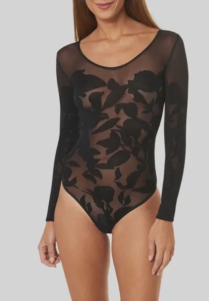 Боди, длинный рукав, круглый вырез, женский Wolford, цвет Black Black