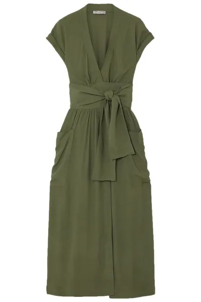Платье миди Clarissa из поплина с запахом Three Graces London, армейский зеленый