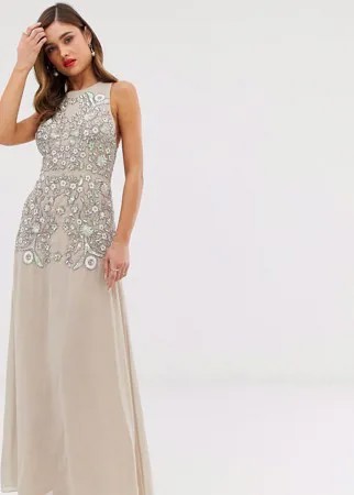 Платье макси с декоративной отделкой Frock & Frill-Бежевый