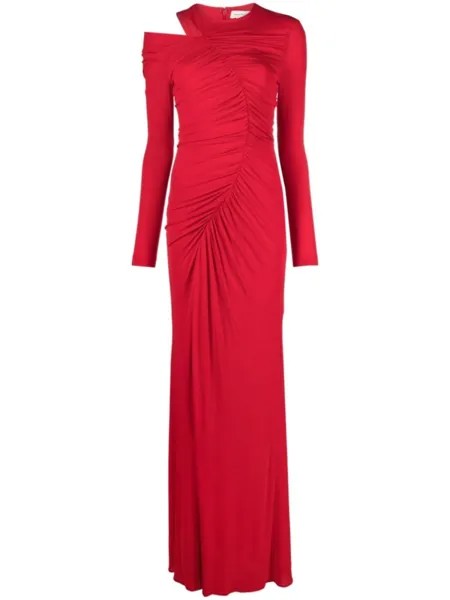 Alexander McQueen платье макси асимметричного кроя, красный