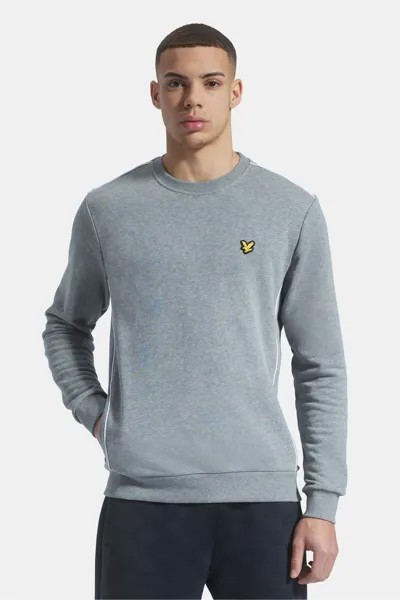 Серая толстовка с круглым вырезом и контрастной окантовкой Lyle & Scott, серый