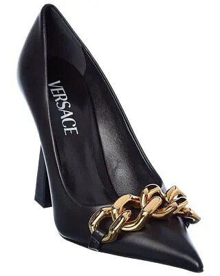 Женские кожаные туфли Versace Medusa с цепочкой, черные 36