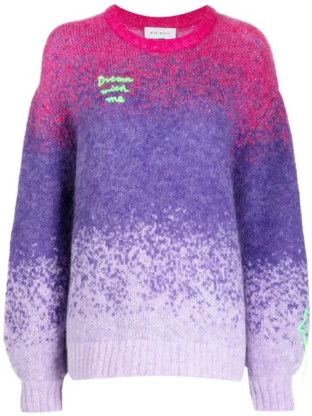 Mira Mikati джемпер с вышивкой и эффектом омбре, фиолетовый